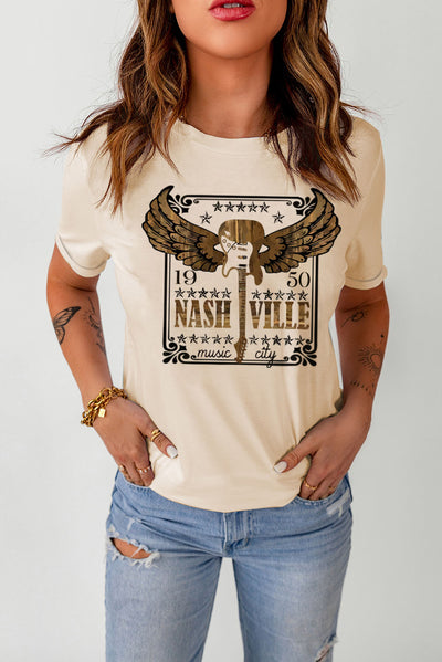 1950 NASHVILLE MUSIC CITY Graphic Tee Shirt - SHE BADDY© ONLINE WOMEN FASHION & CLOTHING STORE