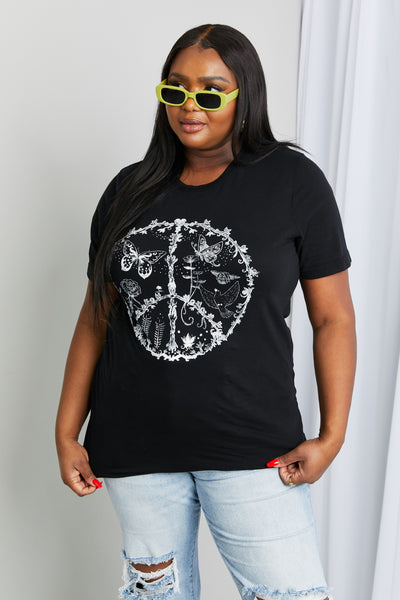 mineB Full Size Butterfly Graphic Tee Shirt - SHE BADDY© ONLINE WOMEN FASHION & CLOTHING STORE