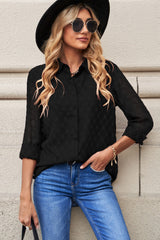 Curved Hem Button-Up Long Sleeve Shirt - SHE BADDY© ONLINE WOMEN FASHION & CLOTHING STORE