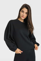 Dropped Shoulder Round Neck Sports Top - SHE BADDY© ONLINE WOMEN FASHION & CLOTHING STORE