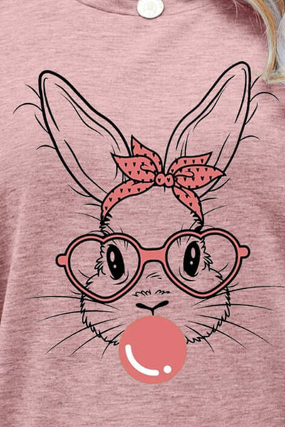 Easter Bunny Graphic Round Neck T-Shirt - SHE BADDY© ONLINE WOMEN FASHION & CLOTHING STORE