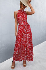 Printed Sleeveless Tie Waist Maxi Dress - SHE BADDY© ONLINE WOMEN FASHION & CLOTHING STORE