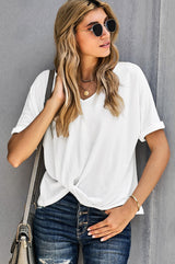 Plain Twist T-Shirt - SHE BADDY© ONLINE WOMEN FASHION & CLOTHING STORE