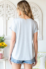 Buttoned V-Neck Tee - SHE BADDY© ONLINE WOMEN FASHION & CLOTHING STORE