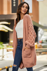 Open Front Ribbed Trim Duster Cardigan - SHE BADDY© ONLINE WOMEN FASHION & CLOTHING STORE