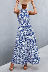 Printed Sleeveless Tie Waist Maxi Dress - SHE BADDY© ONLINE WOMEN FASHION & CLOTHING STORE