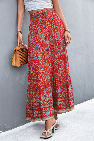 Floral Tied Maxi Skirt - SHE BADDY© ONLINE WOMEN FASHION & CLOTHING STORE