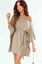 Tie Waist One-Shoulder Mini Dress - SHE BADDY© ONLINE WOMEN FASHION & CLOTHING STORE