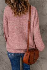 Heathered Dropped Shoulder Round Neck Sweater - SHE BADDY© ONLINE WOMEN FASHION & CLOTHING STORE