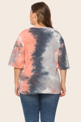 Plus Size Tie-Dye Half Sleeve Tee Shirt - SHE BADDY© ONLINE WOMEN FASHION & CLOTHING STORE