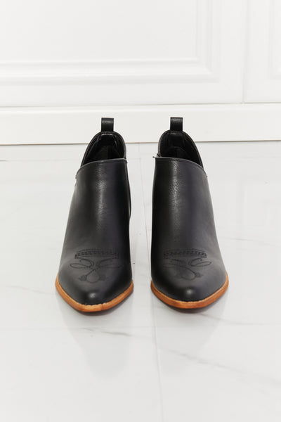 MMShoes Trust Yourself Embroidered Crossover Cowboy Bootie in Black - SHE BADDY© ONLINE WOMEN FASHION & CLOTHING STORE