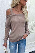 Cold Shoulder Rib-Knit Sweater - SHE BADDY© ONLINE WOMEN FASHION & CLOTHING STORE