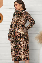 Plus Size Leopard Belted Surplice Wrap Dress - SHE BADDY© ONLINE WOMEN FASHION & CLOTHING STORE