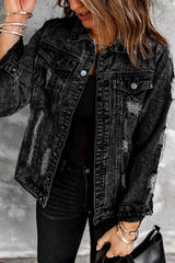 Acid Wash Distressed Denim Jacket - SHE BADDY© ONLINE WOMEN FASHION & CLOTHING STORE