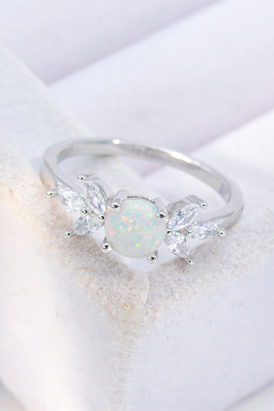 925 Sterling Silver Opal and Zircon Ring - SHE BADDY© ONLINE WOMEN FASHION & CLOTHING STORE