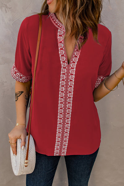 Embroidered V-Neck Top - SHE BADDY© ONLINE WOMEN FASHION & CLOTHING STORE