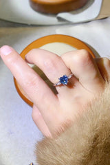1 Carat Moissanite Heart-Shaped Platinum-Plated Ring in Blue - SHE BADDY© ONLINE WOMEN FASHION & CLOTHING STORE