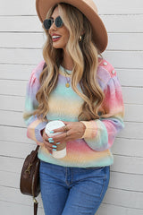 Gradient Stripes Bishop Sleeve Sweater - SHE BADDY© ONLINE WOMEN FASHION & CLOTHING STORE