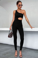 One-Shoulder Cutout Jumpsuit - SHE BADDY© ONLINE WOMEN FASHION & CLOTHING STORE