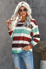 One Shoulder Striped Color Block Top - SHE BADDY© ONLINE WOMEN FASHION & CLOTHING STORE