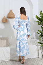 Floral Tie Front Sweetheart Neck Midi Dress - SHE BADDY© ONLINE WOMEN FASHION & CLOTHING STORE