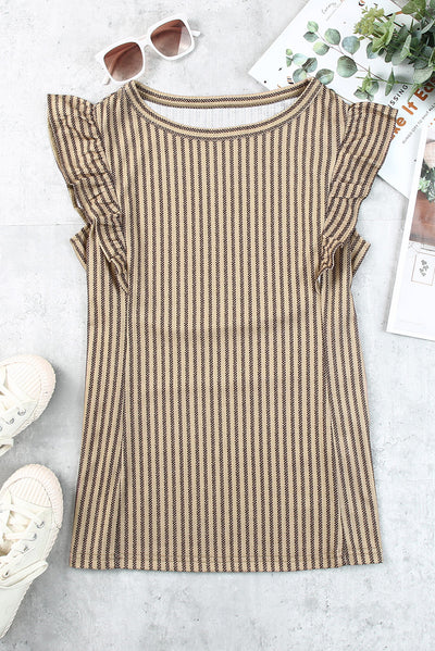 Striped Flutter Sleeve Tank - SHE BADDY© ONLINE WOMEN FASHION & CLOTHING STORE