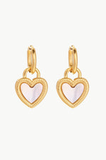 Inlaid Shell Heart Drop Earrings - SHE BADDY© ONLINE WOMEN FASHION & CLOTHING STORE