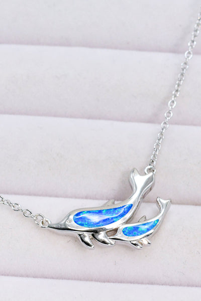 Opal Dolphin Chain-Link Necklace - SHE BADDY© ONLINE WOMEN FASHION & CLOTHING STORE