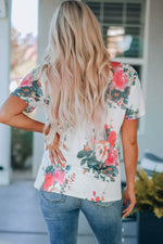 Floral V-Neck Tee Shirt - SHE BADDY© ONLINE WOMEN FASHION & CLOTHING STORE
