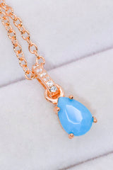 Teardrop Turquoise 4-Prong Pendant Necklace - SHE BADDY© ONLINE WOMEN FASHION & CLOTHING STORE