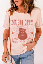 MUSIC CITY Cuffed Short Sleeve Tee - SHE BADDY© ONLINE WOMEN FASHION & CLOTHING STORE