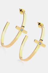 Stainless Steel Cross Hoop Earrings - SHE BADDY© ONLINE WOMEN FASHION & CLOTHING STORE