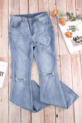 Distressed Flare Jeans with Pockets - SHE BADDY© ONLINE WOMEN FASHION & CLOTHING STORE