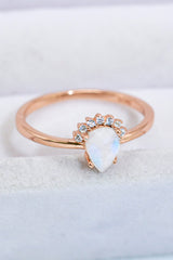 18K Rose Gold-Plated Pear Shape Natural Moonstone Ring - SHE BADDY© ONLINE WOMEN FASHION & CLOTHING STORE