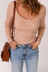 Scoop Neck Rib-Knit Raglan Sleeve Sweater - SHE BADDY© ONLINE WOMEN FASHION & CLOTHING STORE