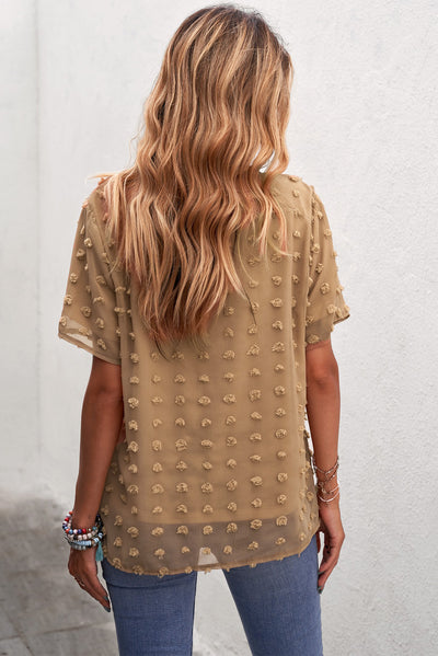 Swiss Dot Round Neck Blouse - SHE BADDY© ONLINE WOMEN FASHION & CLOTHING STORE