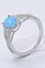 925 Sterling Silver Opal Halo Ring - SHE BADDY© ONLINE WOMEN FASHION & CLOTHING STORE