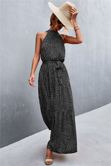 Printed Sleeveless Tie Waist Maxi Dress - SHE BADDY© ONLINE WOMEN FASHION & CLOTHING STORE