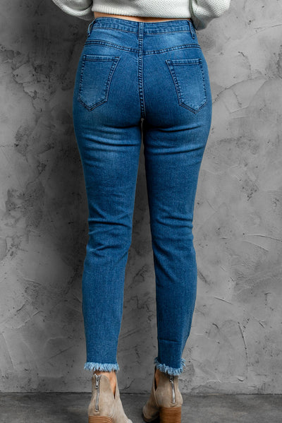 Stylish Distressed Cropped Jeans - SHE BADDY© ONLINE WOMEN FASHION & CLOTHING STORE