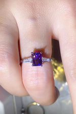 1 Carat Moissanite Platinum-Plated Rectangle Ring in Purple - SHE BADDY© ONLINE WOMEN FASHION & CLOTHING STORE