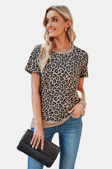 Leopard Print Short Sleeve Tee - SHE BADDY© ONLINE WOMEN FASHION & CLOTHING STORE