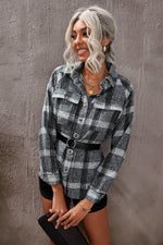 Plaid Raglan Sleeve Shirt Jacket with Breast Pockets - SHE BADDY© ONLINE WOMEN FASHION & CLOTHING STORE