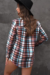 Plaid Leopard Button-Up Shirt Jacket - SHE BADDY© ONLINE WOMEN FASHION & CLOTHING STORE