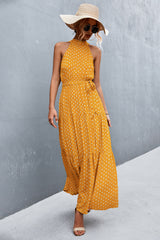 Printed Sleeveless Tie Waist Maxi Dress - SHE BADDY© ONLINE WOMEN FASHION & CLOTHING STORE