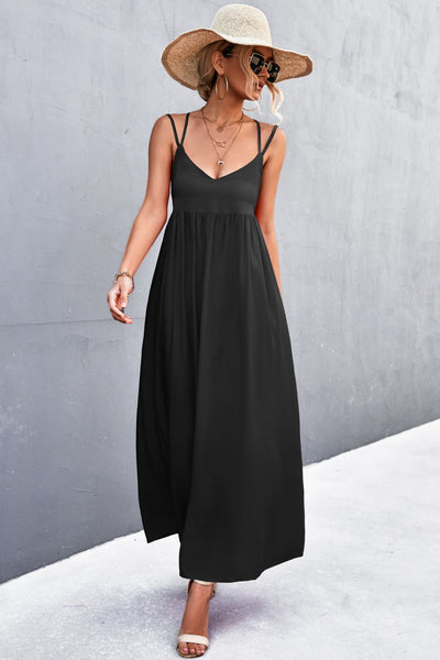 Double Strap Tie Back Dress - SHE BADDY© ONLINE WOMEN FASHION & CLOTHING STORE