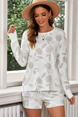 Floral Long Sleeve Top and Shorts Loungewear Set - SHE BADDY© ONLINE WOMEN FASHION & CLOTHING STORE
