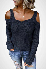 Long Sleeve Cold Shoulder Sweater - SHE BADDY© ONLINE WOMEN FASHION & CLOTHING STORE