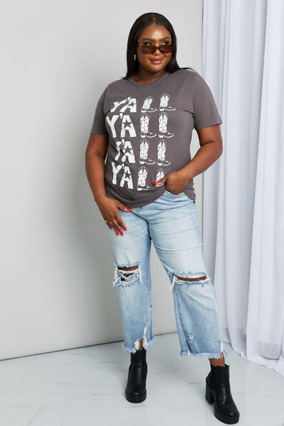 mineB Full Size Y'ALL Cowboy Boots Graphic Tee - SHE BADDY© ONLINE WOMEN FASHION & CLOTHING STORE