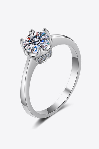 1 Carat Moissanite Rhodium-Plated Solitaire Ring - SHE BADDY© ONLINE WOMEN FASHION & CLOTHING STORE