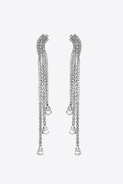 Glass Stone Fringe Dangle Earrings - SHE BADDY© ONLINE WOMEN FASHION & CLOTHING STORE